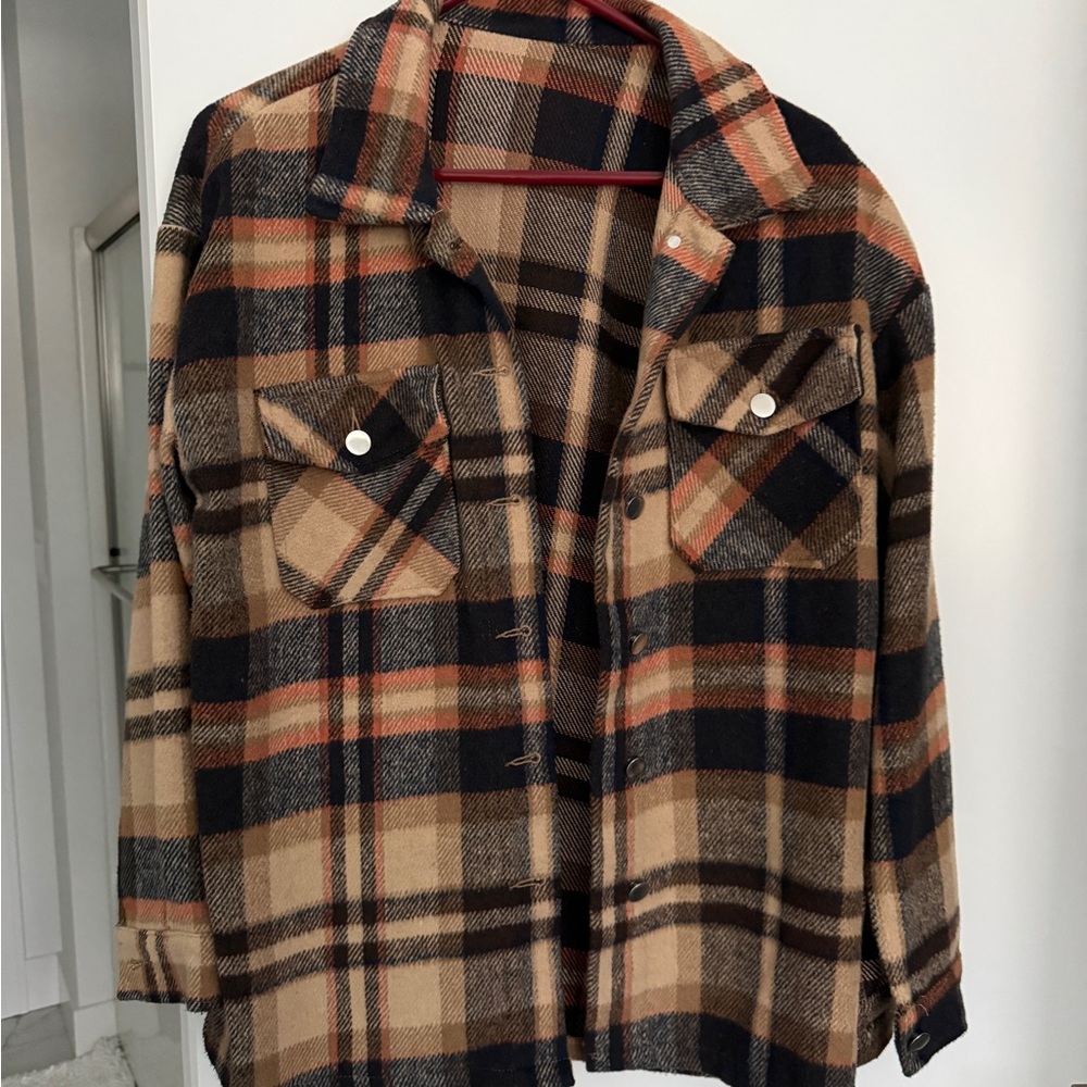Plaid Brown and Orange Women’s Shacket